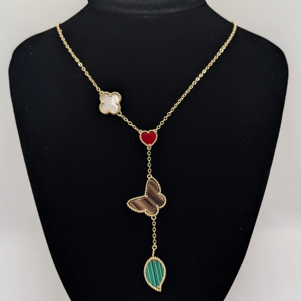 Multicolors clover ,butterfly ,heart and leaf  necklace